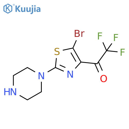 1-[5-Bromo-2-(piperazin-1-yl)-1,3-thiazol-4-yl]-2,2,2-trifluoroethan-1-one structure