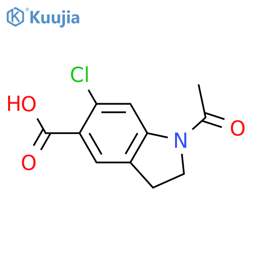1H-Indole-5-carboxylic acid, 1-acetyl-6-chloro-2,3-dihydro- structure