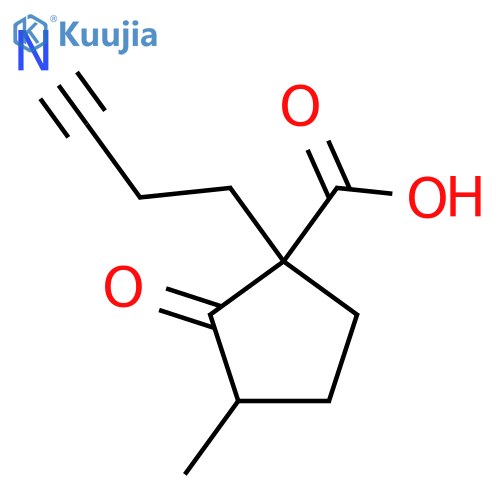 1-(2-Cyanoethyl)-3-methyl-2-oxocyclopentane-1-carboxylic acid structure