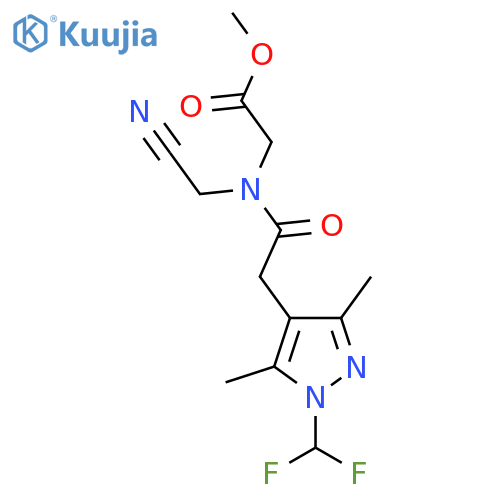 methyl 2-[N-(cyanomethyl)-2-[1-(difluoromethyl)-3,5-dimethyl-1H-pyrazol-4-yl]acetamido]acetate structure