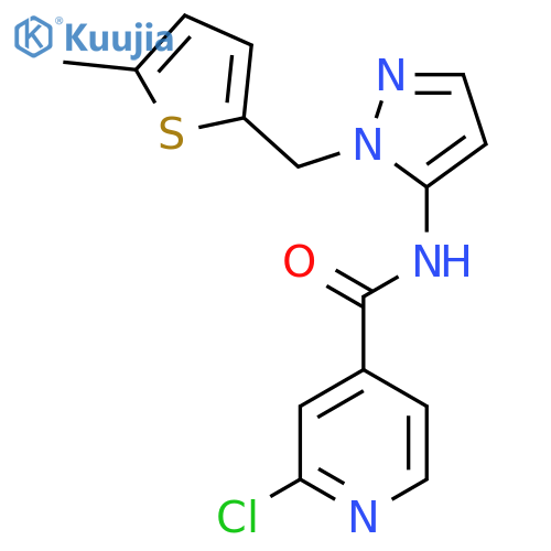 2-chloro-N-{1-[(5-methylthiophen-2-yl)methyl]-1H-pyrazol-5-yl}pyridine-4-carboxamide structure