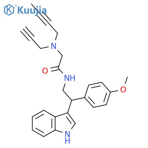 2-[(but-2-yn-1-yl)(prop-2-yn-1-yl)amino]-N-[2-(1H-indol-3-yl)-2-(4-methoxyphenyl)ethyl]acetamide structure