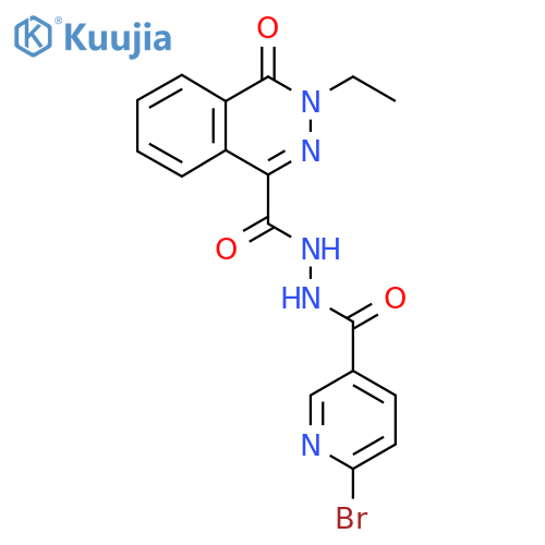 6-bromo-N'-(3-ethyl-4-oxo-3,4-dihydrophthalazine-1-carbonyl)pyridine-3-carbohydrazide structure