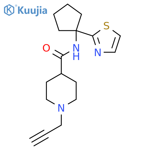 1-(prop-2-yn-1-yl)-N-[1-(1,3-thiazol-2-yl)cyclopentyl]piperidine-4-carboxamide structure