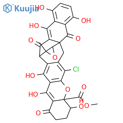 4aH-7a,15-endo-Oxiranonaphtho[2',3':4,5]cyclohepta[1,2-b]xanthene-4a-carboxylicacid,6-chloro-2,3,4,7,8,13,15,17-octahydro-1,4,9,12,14,16-hexahydroxy-18-methyl-8,13,17-trioxo-,methyl ester, (4R,4aS,7aR,15R,18R,20S)- (9CI) structure