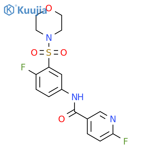 6-fluoro-N-[4-fluoro-3-(morpholine-4-sulfonyl)phenyl]pyridine-3-carboxamide structure