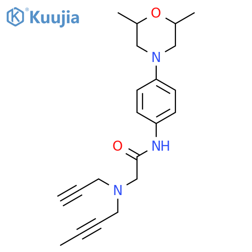 2-[(but-2-yn-1-yl)(prop-2-yn-1-yl)amino]-N-[4-(2,6-dimethylmorpholin-4-yl)phenyl]acetamide structure