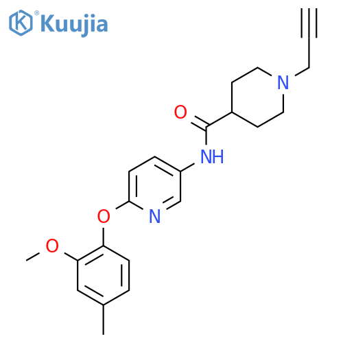N-[6-(2-methoxy-4-methylphenoxy)pyridin-3-yl]-1-(prop-2-yn-1-yl)piperidine-4-carboxamide structure