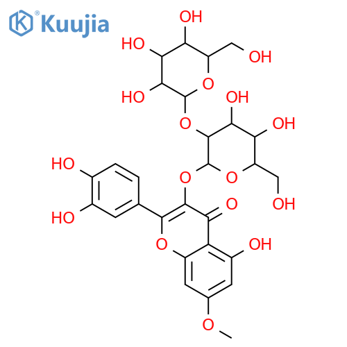 4H-1-Benzopyran-4-one,2-(3,4-dihydroxyphenyl)-5-hydroxy-3-[(2-O-b-D-mannopyranosyl-b-D-allopyranosyl)oxy]-7-methoxy- structure