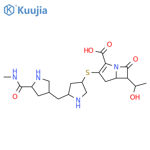 1-Azabicyclo[3.2.0]hept-2-ene-2-carboxylic acid,6-(1-hydroxyethyl)-3-[[5-[[5-[(methylamino)carbonyl]-3-pyrrolidinyl]methyl]-3-pyrrolidinyl]thio]-7-oxo- structure