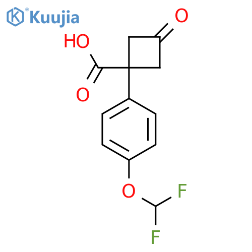 1-4-(difluoromethoxy)phenyl-3-oxocyclobutane-1-carboxylic acid structure