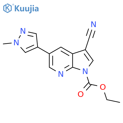 ethyl 3-cyano-5-(1-methyl-1H-pyrazol-4-yl)-1H-pyrrolo[2,3-b]pyridine-1-carboxylate structure