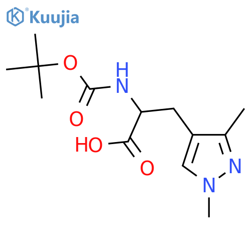 2-{(tert-butoxy)carbonylamino}-3-(1,3-dimethyl-1H-pyrazol-4-yl)propanoic acid structure