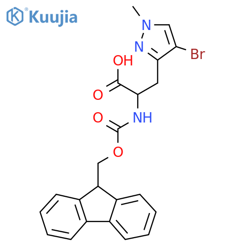 3-(4-bromo-1-methyl-1H-pyrazol-3-yl)-2-({(9H-fluoren-9-yl)methoxycarbonyl}amino)propanoic acid structure