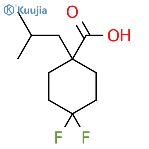 4,4-Difluoro-1-(2-methylpropyl)cyclohexane-1-carboxylic acid structure