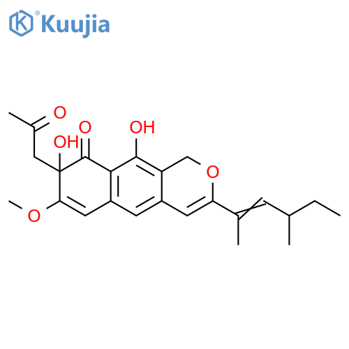 9H-Naphtho[2,3-c]pyran-9-one, 3-(1,3-dimethyl-1-penten-1-yl)-1,8-dihydro-8,10-dihydroxy-7-methoxy-8-(2-oxopropyl)- structure