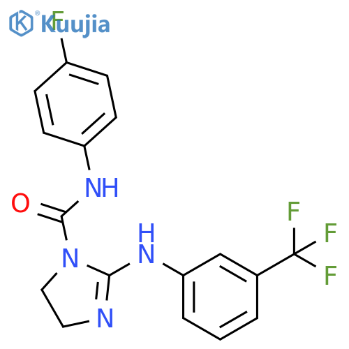 1H-Imidazole-1-carboxamide,N-(4-fluorophenyl)-4,5-dihydro-2-[[3-(trifluoromethyl)phenyl]amino]- structure