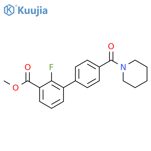 Methyl 2-fluoro-3-4-(piperidinocarbonyl)phenylbenzoate structure