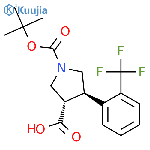 trans-1-Boc-4-(2-(trifluoromethyl)phenyl)pyrrolidine-3-carboxylic acid structure
