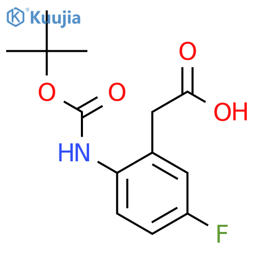 2-(2-{(tert-butoxy)carbonylamino}-5-fluorophenyl)acetic acid structure