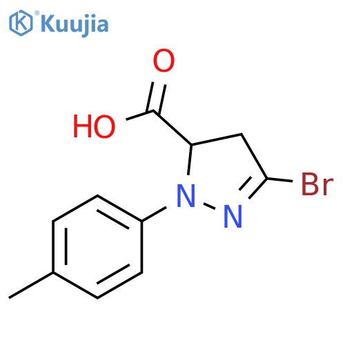 3-bromo-1-(4-methylphenyl)-4,5-dihydro-1H-pyrazole-5-carboxylic acid structure