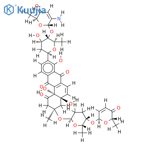 4A-alpha-L-rednosyl-3-alpha-L-rhodinosyl-4C->1D-alpha-L-aculosylaquayamycin structure