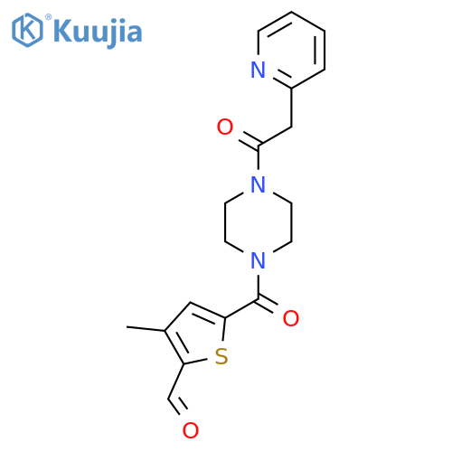 3-Methyl-5-[4-(2-pyridin-2-ylacetyl)piperazine-1-carbonyl]thiophene-2-carbaldehyde structure