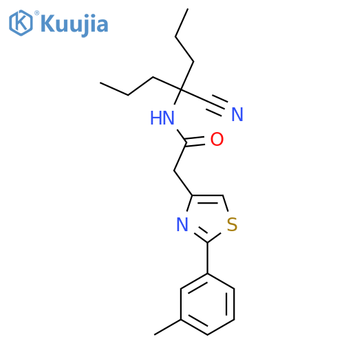 N-(1-cyano-1-propylbutyl)-2-[2-(3-methylphenyl)-1,3-thiazol-4-yl]acetamide structure