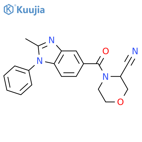 4-(2-methyl-1-phenyl-1H-1,3-benzodiazole-5-carbonyl)morpholine-3-carbonitrile structure