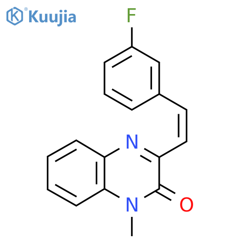 3-[(Z)-2-(3-fluorophenyl)ethenyl]-1-methyl-1,2-dihydroquinoxalin-2-one structure