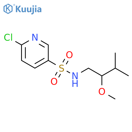 6-chloro-N-(2-methoxy-3-methylbutyl)pyridine-3-sulfonamide structure