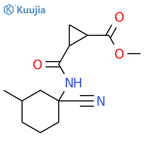 methyl 2-(1-cyano-3-methylcyclohexyl)carbamoylcyclopropane-1-carboxylate structure
