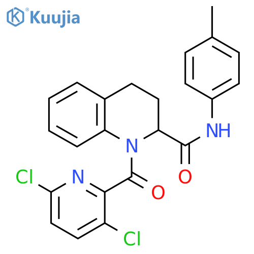 1-(3,6-dichloropyridine-2-carbonyl)-N-(4-methylphenyl)-1,2,3,4-tetrahydroquinoline-2-carboxamide structure