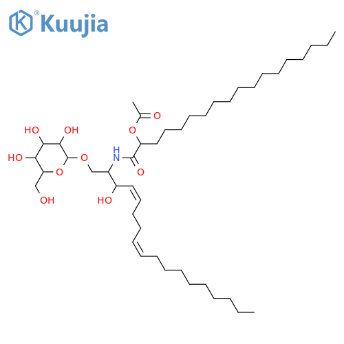 2-Amino-4,8-octadecadiene-1,3-diol; (2S,3R,4E,8Z)-form, N-(2R-Acetoxyoctadecanoyl), 1-O-β-D-glucopyranoside structure