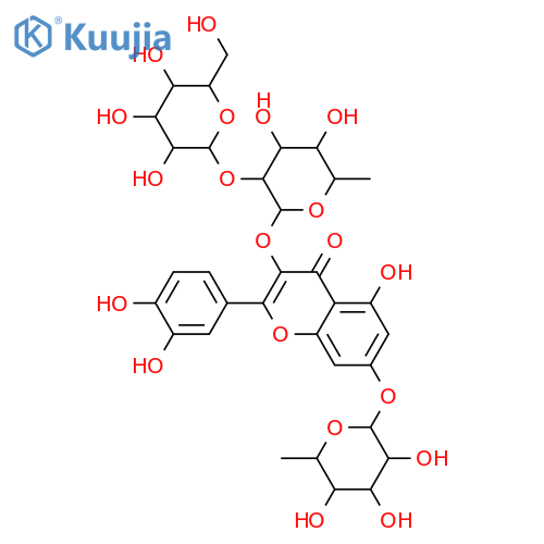 quercetin 3-O-beta-D-glucopyranosyl(1->2)-alpha-L-rhamnopyranosyl-7-O-alpha-L-rhamnopyranoside structure
