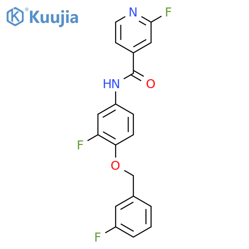 2-fluoro-N-{3-fluoro-4-[(3-fluorophenyl)methoxy]phenyl}pyridine-4-carboxamide structure
