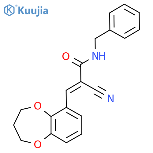 N-benzyl-2-cyano-3-(3,4-dihydro-2H-1,5-benzodioxepin-6-yl)prop-2-enamide structure