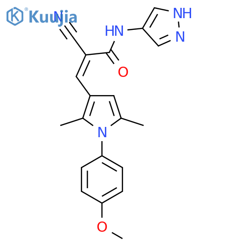 (Z)-2-cyano-3-[1-(4-methoxyphenyl)-2,5-dimethylpyrrol-3-yl]-N-(1H-pyrazol-4-yl)prop-2-enamide structure