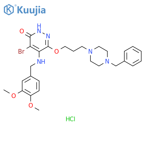 3(2H)-Pyridazinone, 4-bromo-5-[[(3,4-dimethoxyphenyl)methyl]amino]-6-[3-[4-(phenylmethyl)-1-piperazinyl]propoxy]-, hydrochloride (1:2) structure