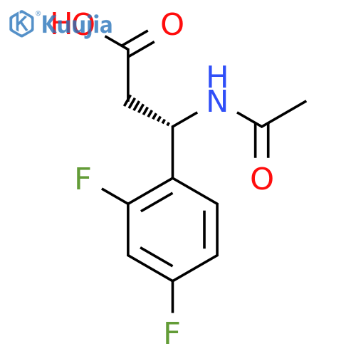 (3S)-3-(2,4-difluorophenyl)-3-acetamidopropanoic acid structure