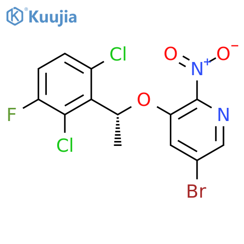 Pyridine, 5-bromo-3-[(1R)-1-(2,6-dichloro-3-fluorophenyl)ethoxy]-2-nitro- structure