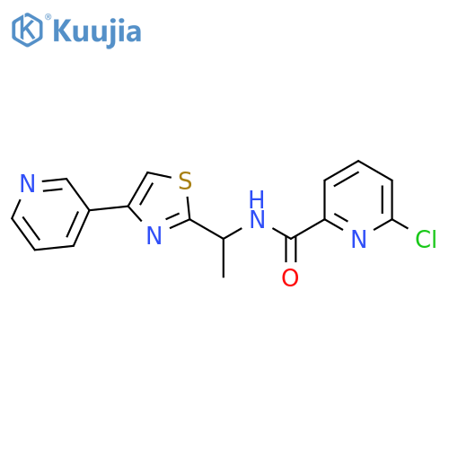6-chloro-N-{1-[4-(pyridin-3-yl)-1,3-thiazol-2-yl]ethyl}pyridine-2-carboxamide structure