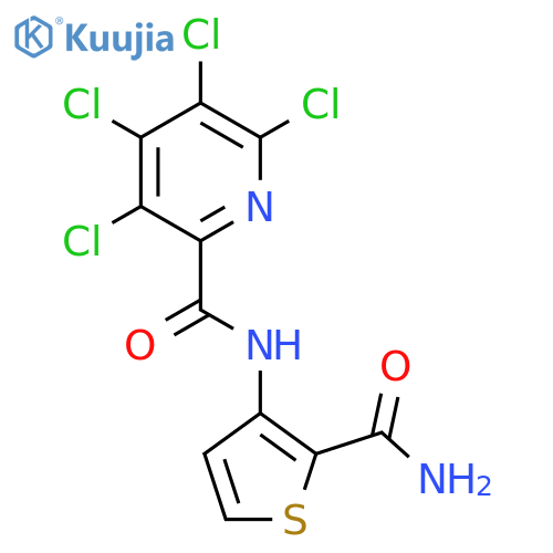 N-(2-carbamoylthiophen-3-yl)-3,4,5,6-tetrachloropyridine-2-carboxamide structure