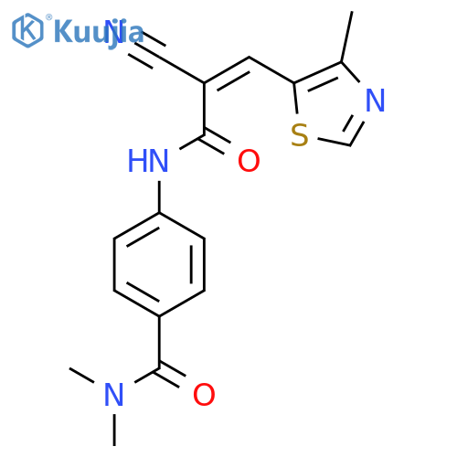 4-[[(Z)-2-Cyano-3-(4-methyl-1,3-thiazol-5-yl)prop-2-enoyl]amino]-N,N-dimethylbenzamide structure