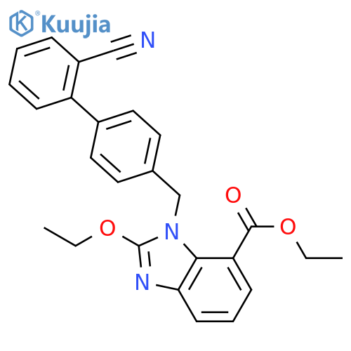 Ethyl 1-((2'-cyano-[1,1'-biphenyl]-4-yl)methyl)-2-ethoxy-1H-benzo[d]imidazole-7-carboxylate structure