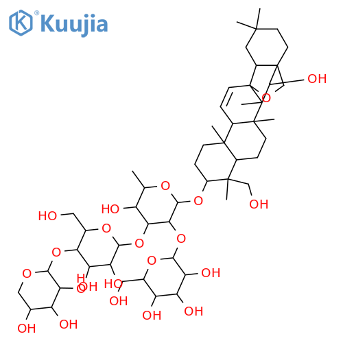 β-D-Galactopyranoside, (3β,4α,16β)-13,28-epoxy-16,23-dihydroxyolean-11-en-3-yl O-β-D-glucopyranosyl-(1→2)-O-[O-β-D-xylopyranosyl-(1→4)-β-D-glucopyranosyl-(1→3)]-6-deoxy- structure