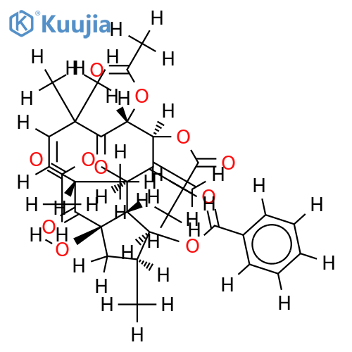 3beta-benzoyloxy-5alpha,8alpha-diacetoxy-15beta-hydroxy-7beta-propanoyloxyjatropha-6(17),11E-diene-9,14-dione structure