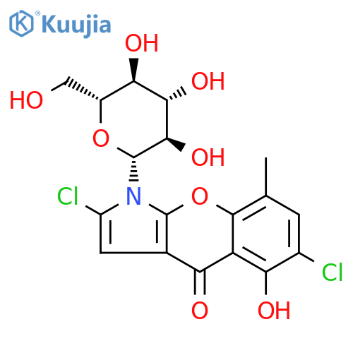 [1]Benzopyrano[2,3-b]pyrrol-4(1H)-one, 2,6-dichloro-1-β-D-glucopyranosyl-5-hydroxy-8-methyl- structure