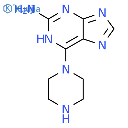 1H-Purin-2-amine, 6-(1-piperazinyl)- structure