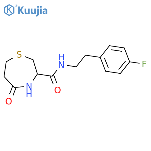 N-[2-(4-fluorophenyl)ethyl]-5-oxo-1,4-thiazepane-3-carboxamide structure